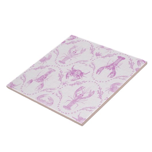 Lobster and Crabs Light Pink Preppy Nursery タイル (側面)