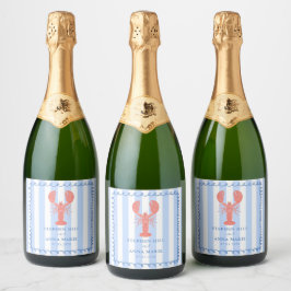 Lobster Blue Nautical Wedding Sparkling Wine Label スパークリングワインラベル