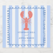 Lobster Blue Nautical Wedding Sparkling Wine Label スパークリングワインラベル (シングルラベル)