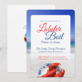 Lobster Boil Coastal Seafood Dinner Beachhouse 招待状 (正面/裏面)