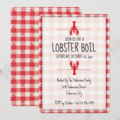 Lobster Boil Red and White Fall Beach Party 招待状 (正面/裏面)