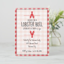 Lobster Boil Red and White Fall Beach Party 招待状