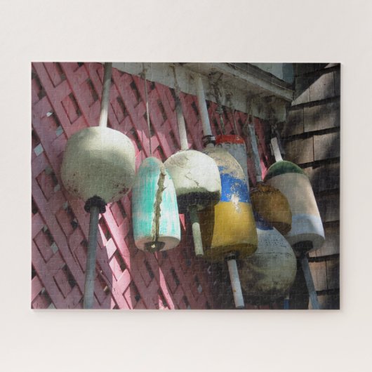 Lobster Buoys on Pink Lattice - Martha's Vineyard ジグソーパズル (横)