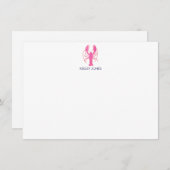 Lobster Coastal Chic Personalized Flat Note Card ノートカード (正面/裏面)
