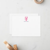 Lobster Coastal Chic Personalized Flat Note Card ノートカード (正面/裏面インサイチュ)