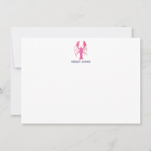 Lobster Coastal Chic Personalized Flat Note Card ノートカード (正面)