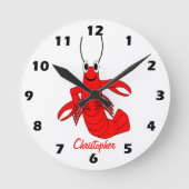 Lobster Design Personalised ラウンド壁時計 (正面)