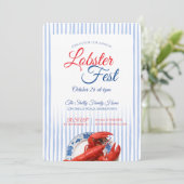 Lobster Fest Coastal Seafood Nautical Stripe Party 招待状 (スタンド正面)