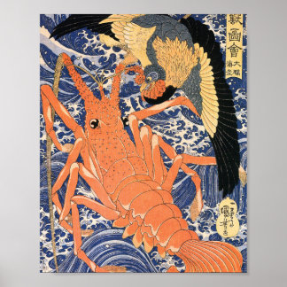 Lobster Fight - Utagawa Kuniyoshi ポスター