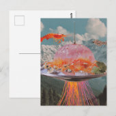 Lobster Fish Surreal Jellyfish Collage ポストカード (正面/裏面)