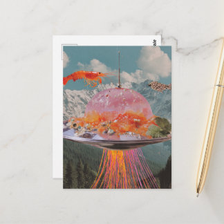 Lobster Fish Surreal Jellyfish Collage ポストカード