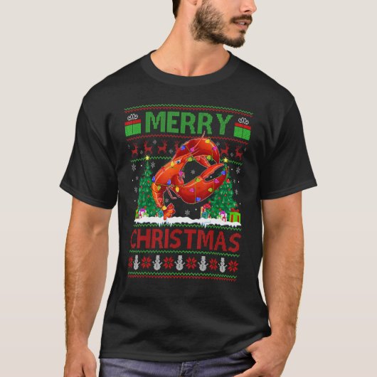 Lobster Fish   Xmas Tree Ugly Santa Lobster Christ Tシャツ (正面)