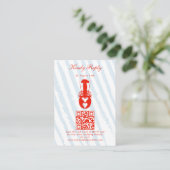 Lobster Heart Blue Stripes Nautical Beach Wedding エンクロージャーカード (スタンド正面)