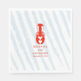 Lobster Heart Blue Stripes Nautical Beach Wedding スタンダードランチョンナプキン