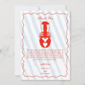 Lobster Heart Blue Stripes Nautical Beach Wedding セーブザデート (正面)