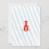 Lobster Heart Blue Stripes Nautical Beach Wedding セーブザデート (裏面)