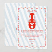Lobster Heart Blue Stripes Nautical Beach Wedding セーブザデート (正面/裏面)