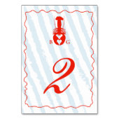 Lobster Heart Blue Stripes Nautical Beach Wedding テーブルナンバー (裏面)