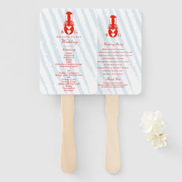 Lobster Heart Blue Stripes Nautical Beach Wedding ハンドファン