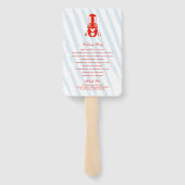 Lobster Heart Blue Stripes Nautical Beach Wedding ハンドファン (裏面)