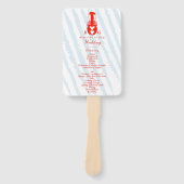 Lobster Heart Blue Stripes Nautical Beach Wedding ハンドファン (正面)
