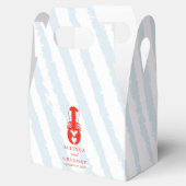 Lobster Heart Blue Stripes Nautical Beach Wedding フェイバーボックス (オープン)