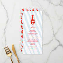 Lobster Heart Blue Stripes Nautical Beach Wedding