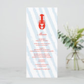 Lobster Heart Blue Stripes Nautical Beach Wedding メニュー (スタンド正面)