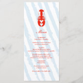 Lobster Heart Blue Stripes Nautical Beach Wedding メニュー (正面)