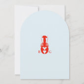 Lobster Heart Blue Stripes Nautical Beach Wedding 招待状 (裏面)