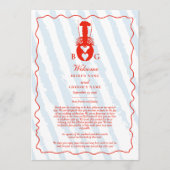 Lobster Heart Blue Stripes Wedding Itinerary プログラム (正面)
