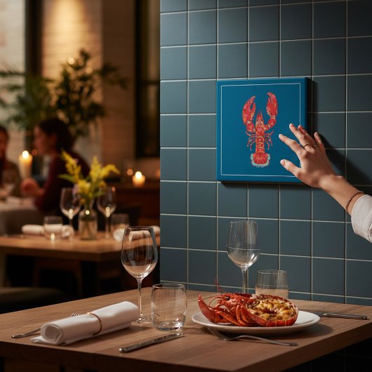 Lobster Illustration Nautical Kitchen Tile タイル