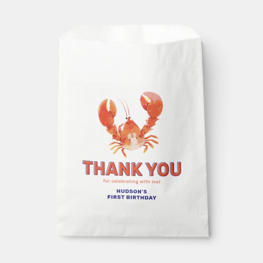 Lobster Kids Birthday Thank You フェイバーバッグ (正面)