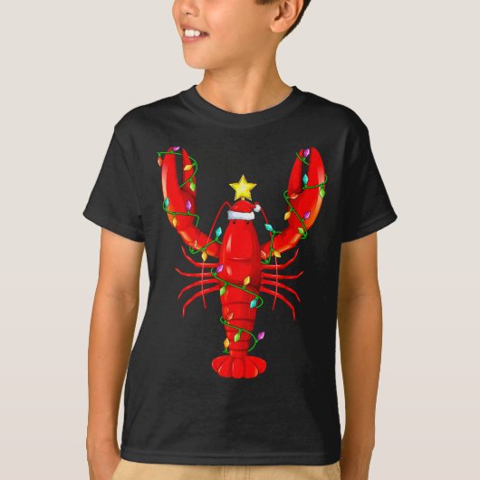 Lobster Lighting Xmas Tree Matching Lobster Christ Tシャツ (正面)