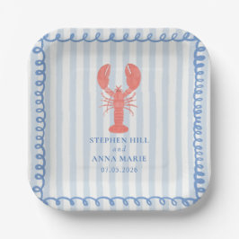 Lobster Nautical Wedding Paper Plates ペーパープレート