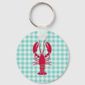 Lobster on Blue Gingham  キーホルダー (正面)
