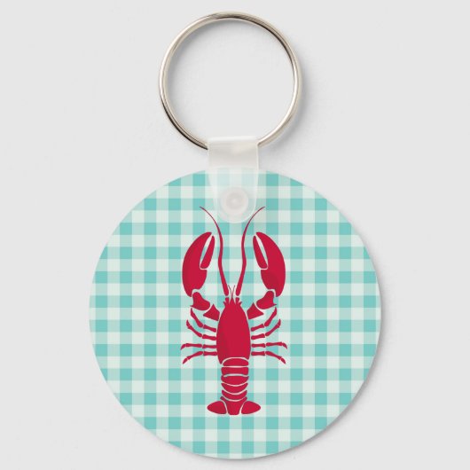 Lobster on Blue Gingham キーホルダー (正面)