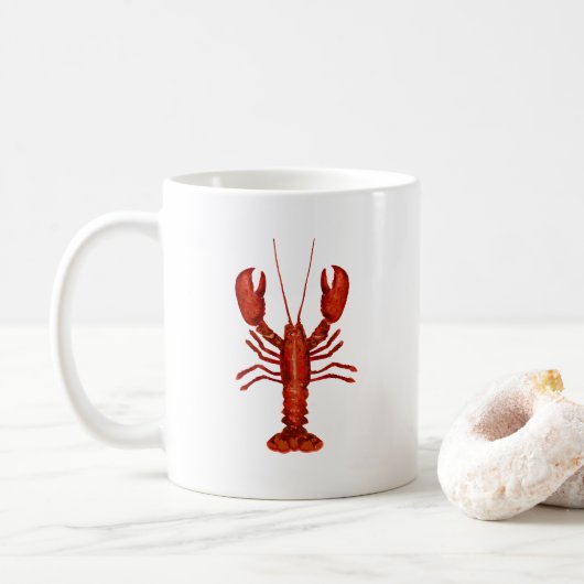 Lobster Painting Nautical Coastal Pattern コーヒーマグカップ (ドーナツ)