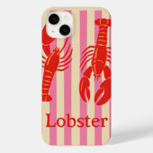 Lobster Pop Bold Crustaceans on Candy Stripes Case-Mate iPhoneケース (裏面)