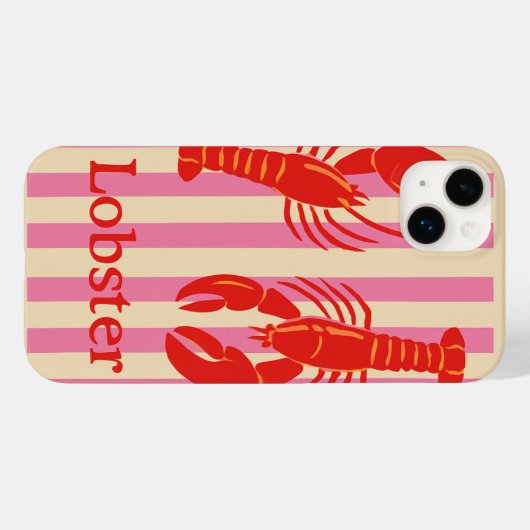 Lobster Pop Bold Crustaceans on Candy Stripes Case-Mate iPhoneケース (裏面 (横))