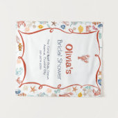 Lobster She Is a Catch Bridal Shower Banner タペストリー (正面(横))