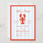 Lobster She's a Catch Beach Coastal Bridal Shower 招待状 (正面)