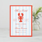 Lobster She's a Catch Beach Coastal Bridal Shower 招待状 (スタンド正面)