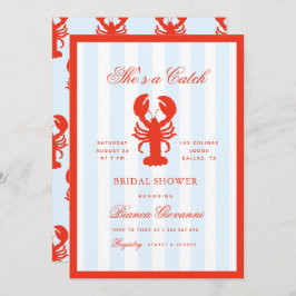 Lobster She's a Catch Beach Coastal Bridal Shower 招待状