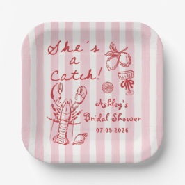 Lobster She's A Catch Bridal Shower Paper Plates ペーパープレート