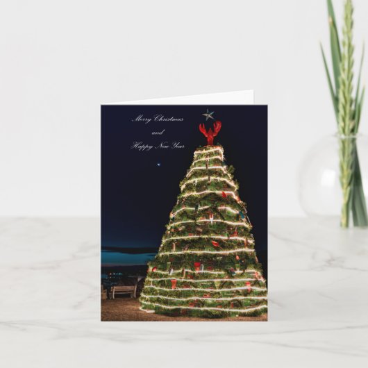 Lobster Trap Christmas Tree 2021 Holiday Greeting カード (正面)