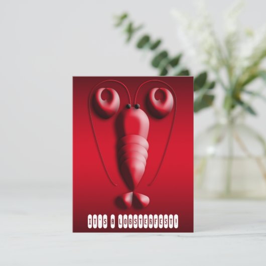 Lobsterfestのかわいく赤いロブスターのハート形の挟み 招待状 (スタンド正面)