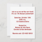 Lobsterfestのかわいく赤いロブスターのハート形の挟み 招待状 (裏面)