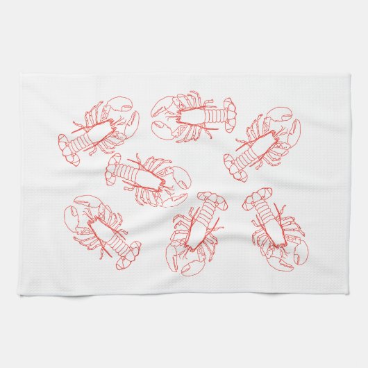 Lobsters Galore Tea Towel キッチンタオル (横)