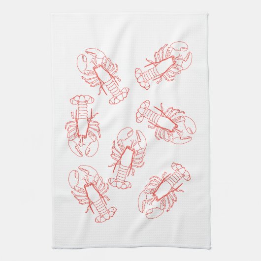 Lobsters Galore Tea Towel キッチンタオル (縦)